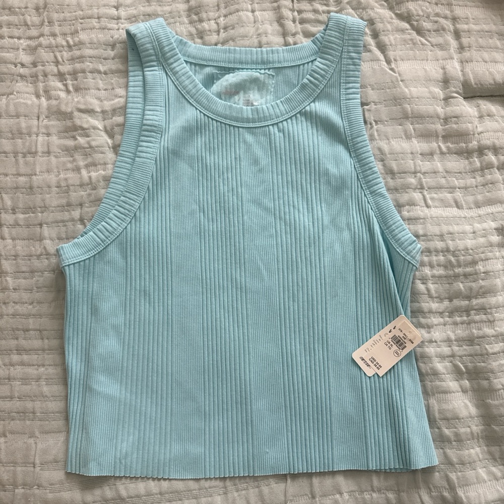 Aerie Light Blue Ribbed Tank Top